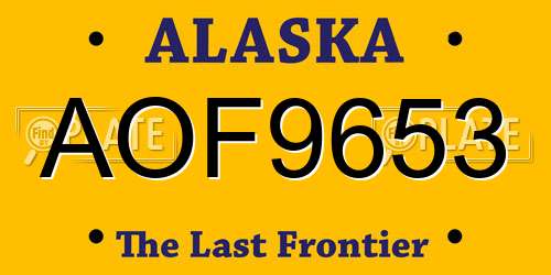 AOF9653 Alaska License Plate