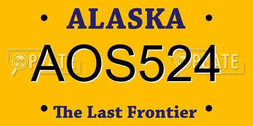 AOS524 Alaska License Plate