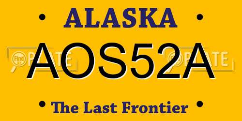 AOS52A Alaska License Plate