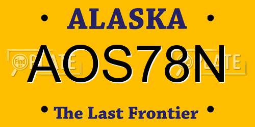 AOS78N Alaska License Plate