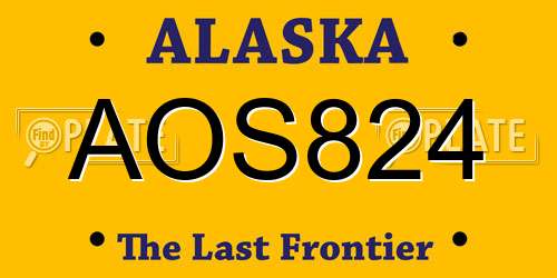 AOS824 Alaska License Plate