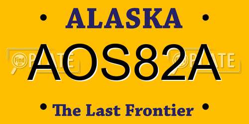 AOS82A Alaska License Plate