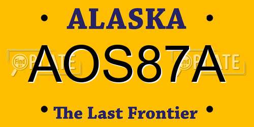 AOS87A Alaska License Plate