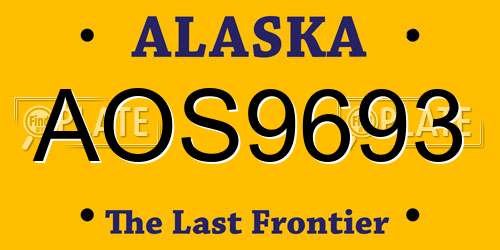 AOS9693 Alaska License Plate