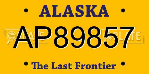 AP89857 Alaska License Plate