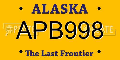 APB998 Alaska License Plate