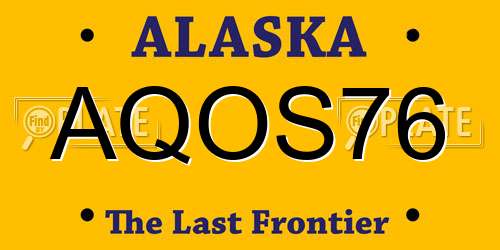 AQOS76 Alaska License Plate