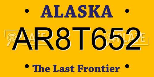 AR8T652 Alaska License Plate