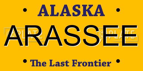 ARASSEE Alaska License Plate