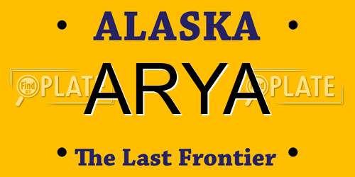 ARYA Alaska License Plate