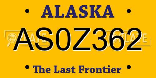 AS0Z362 Alaska License Plate