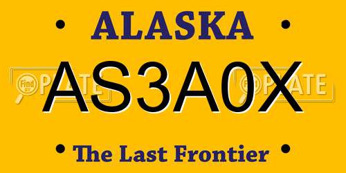 AS3A0X Alaska License Plate