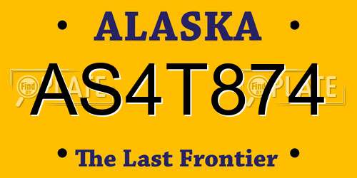 AS4T874 Alaska License Plate