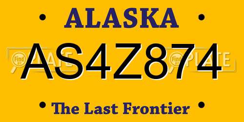 AS4Z874 Alaska License Plate
