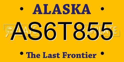 AS6T855 Alaska License Plate