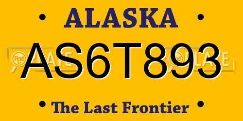 AS6T893 Alaska License Plate