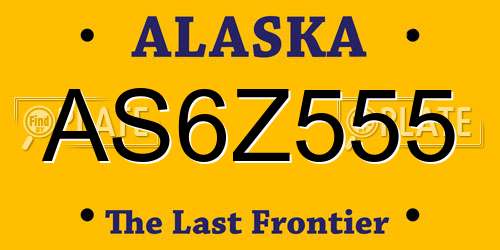 AS6Z555 Alaska License Plate