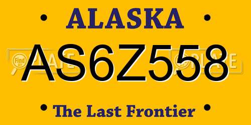AS6Z558 Alaska License Plate