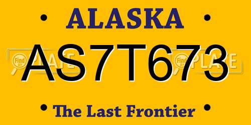 AS7T673 Alaska License Plate