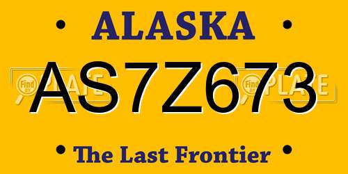 AS7Z673 Alaska License Plate