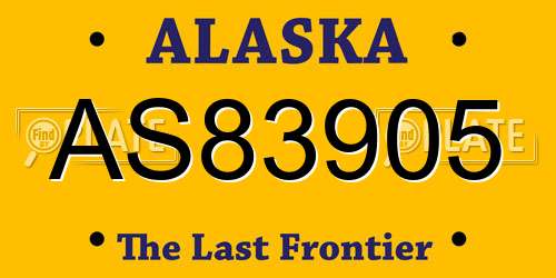 AS83905 Alaska License Plate
