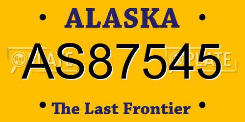 AS87545 Alaska License Plate