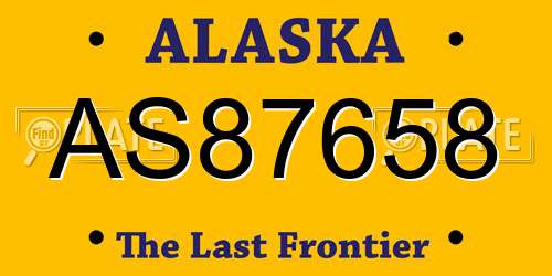 AS87658 Alaska License Plate
