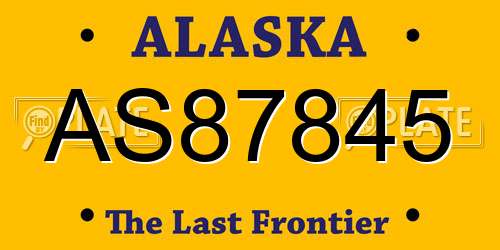AS87845 Alaska License Plate