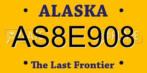 AS8E908 Alaska License Plate