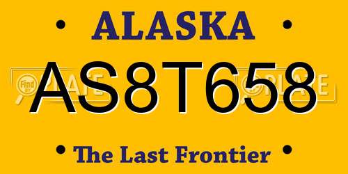 AS8T658 Alaska License Plate