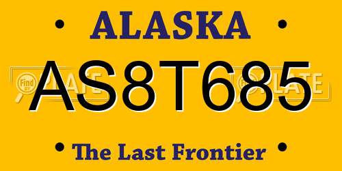 AS8T685 Alaska License Plate