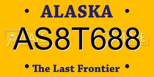 AS8T688 Alaska License Plate