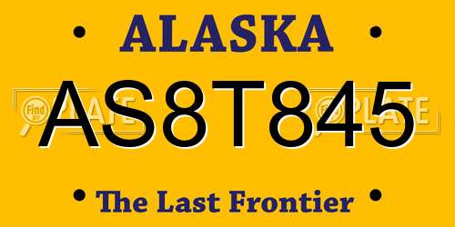 AS8T845 Alaska License Plate