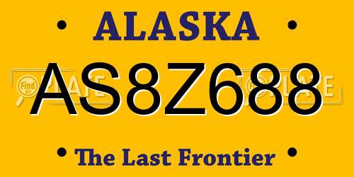 AS8Z688 Alaska License Plate