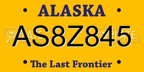 AS8Z845 Alaska License Plate