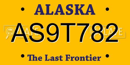 AS9T782 Alaska License Plate