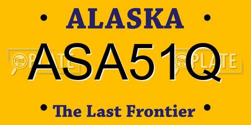 ASA51Q Alaska License Plate