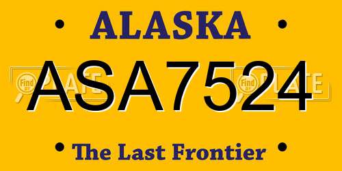 ASA7524 Alaska License Plate