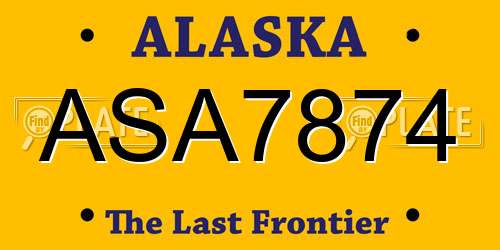 ASA7874 Alaska License Plate