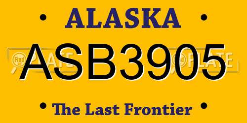 ASB3905 Alaska License Plate