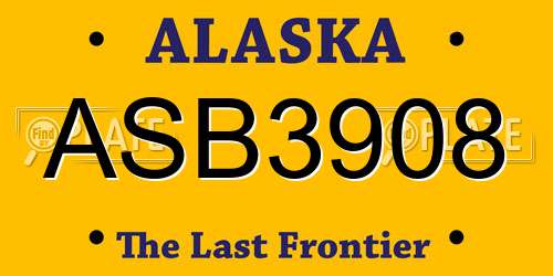 ASB3908 Alaska License Plate