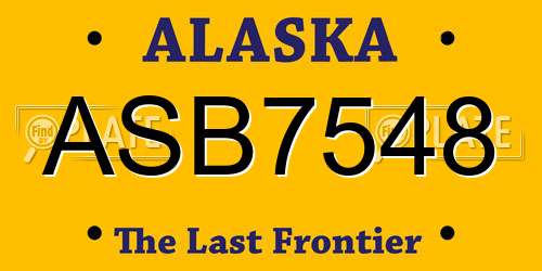 ASB7548 Alaska License Plate