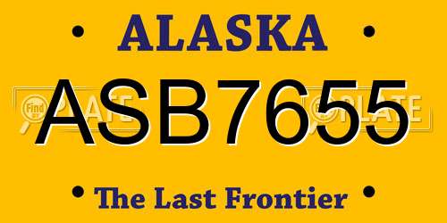 ASB7655 Alaska License Plate