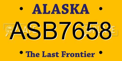 ASB7658 Alaska License Plate
