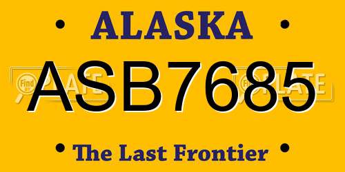 ASB7685 Alaska License Plate