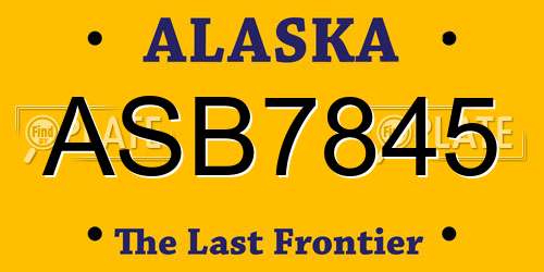 ASB7845 Alaska License Plate