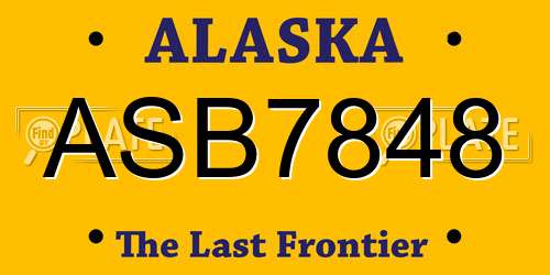 ASB7848 Alaska License Plate