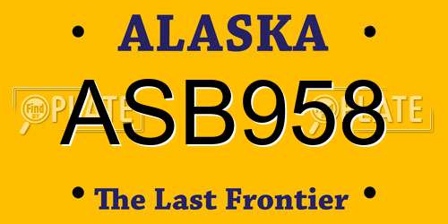 ASB958 Alaska License Plate