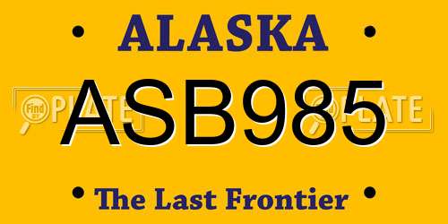 ASB985 Alaska License Plate