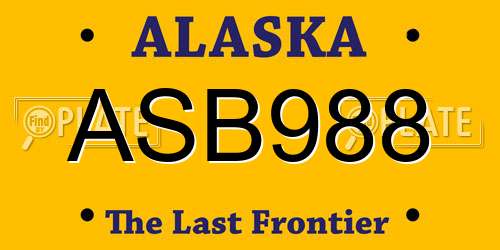ASB988 Alaska License Plate